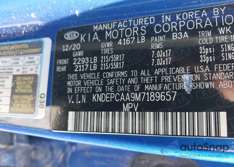 2021 Kia Seltos из США, поврежденный, VIN KNDEPCAA9M7189657